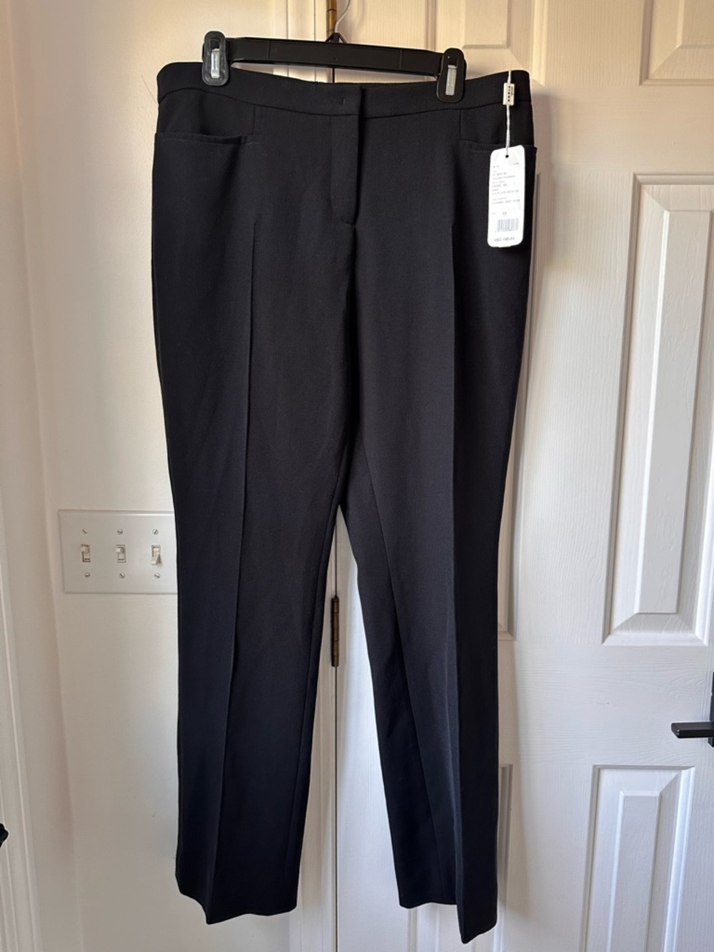 NWT $495 Akris Punto Black “Francesca” Stretch Wool Blend Trousers Pintuck US 12 - Picture 2 of 9